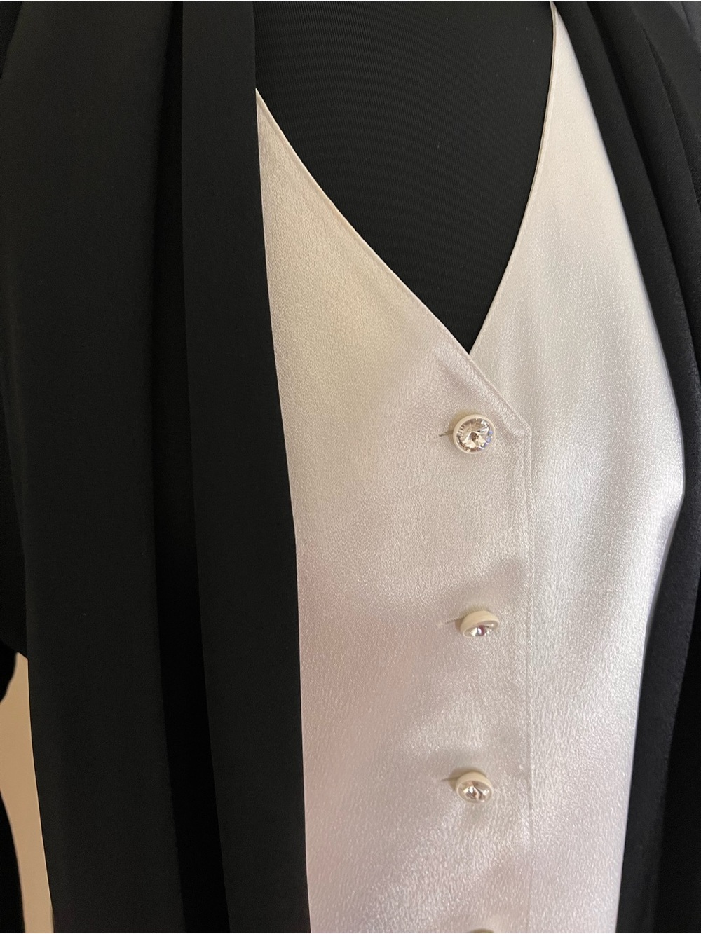 Cache Black Draped Open-Front Jacket with Ivory Vest Detail - Picture 3 of 6